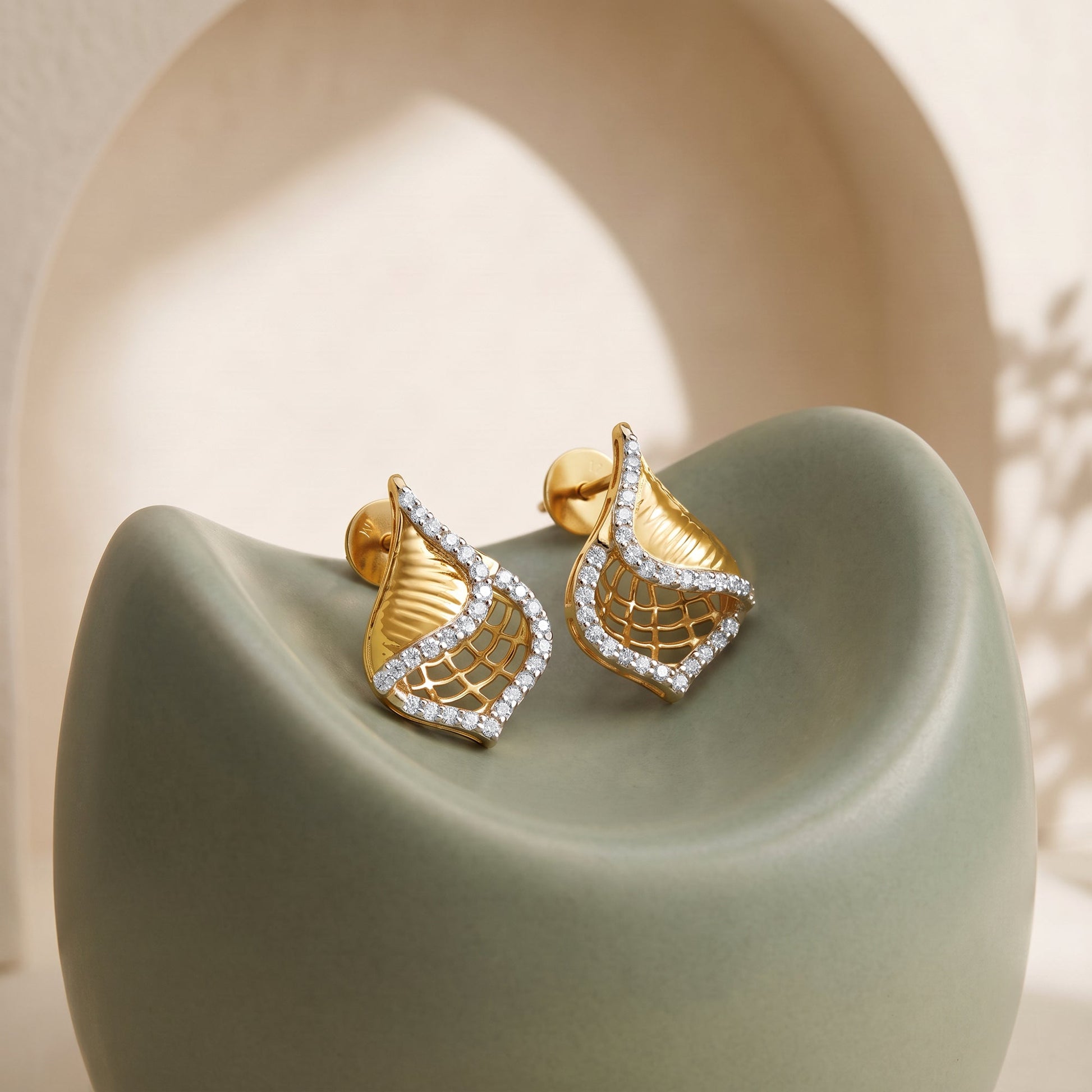 Gold Aurelia Mesh Lab Grown Diamond Earrings