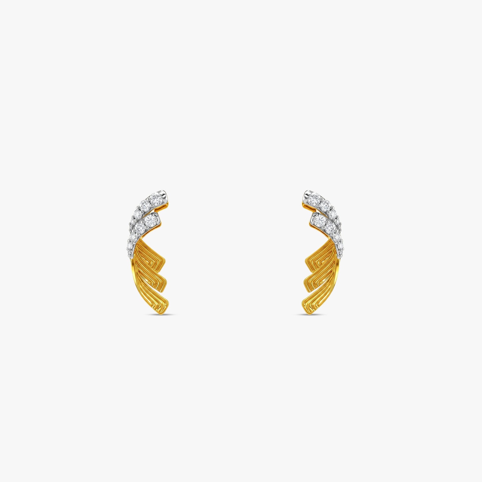 Gold Radiant Wing Lab Grown Diamond Earrings