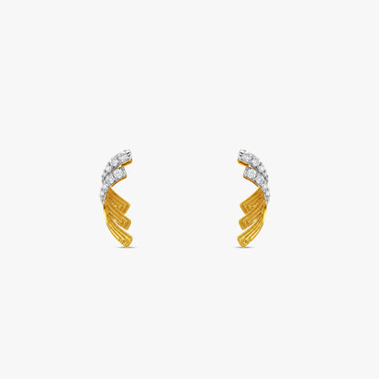 Gold Radiant Wing Lab Grown Diamond Earrings