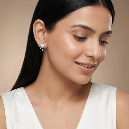 Anushka Sharma Gold Midnight Bloom Lab Grown Diamond Earrings