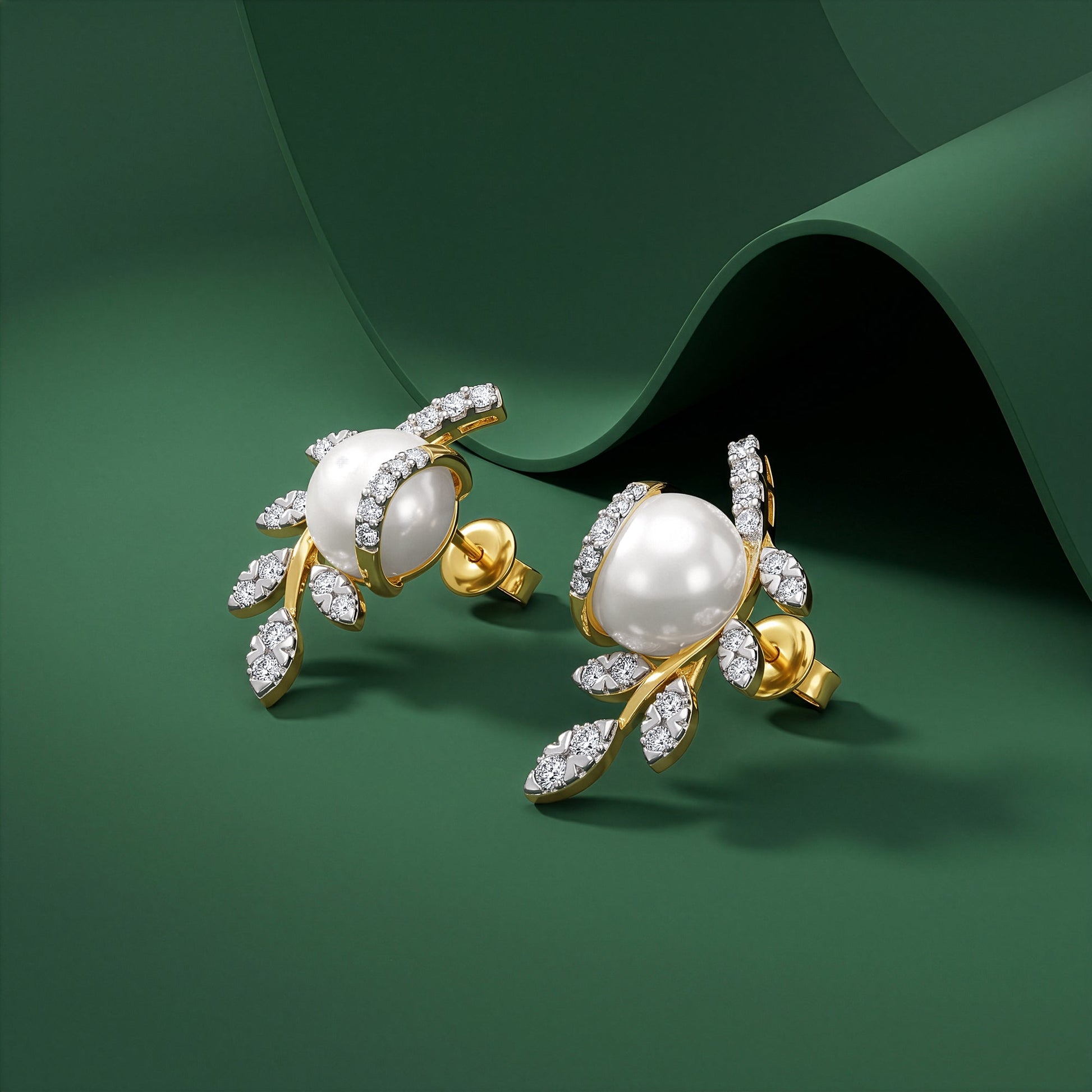 Gold Midnight Bloom Lab Grown Diamond Earrings