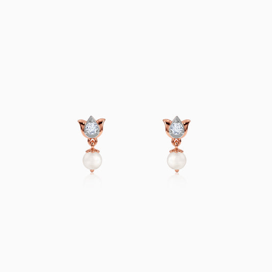 Rose Gold Elara Lotus Lab Grown Diamond Earrings