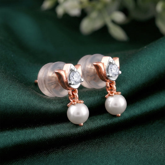 Rose Gold Elara Lotus Lab Grown Diamond Earrings