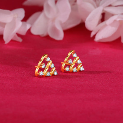 Gold Pyramid Diamond Studs