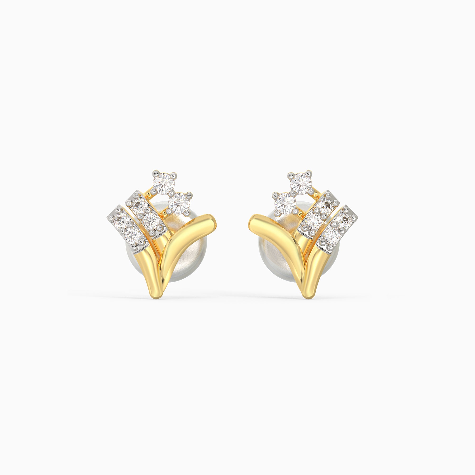 Gold Sprig Diamond Earrings