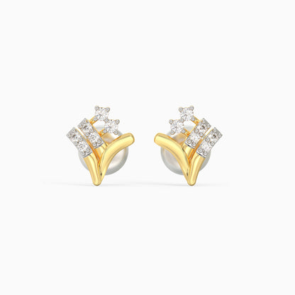 Gold Sprig Diamond Earrings