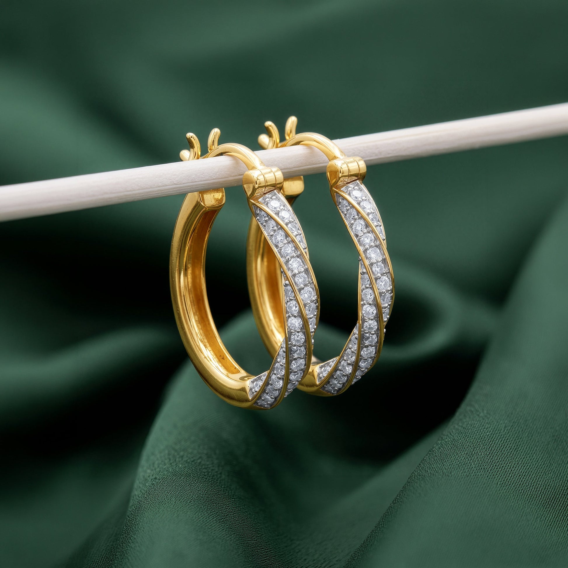 Gold Twisted Radiance Lab Grown Diamond Hoop Earrings