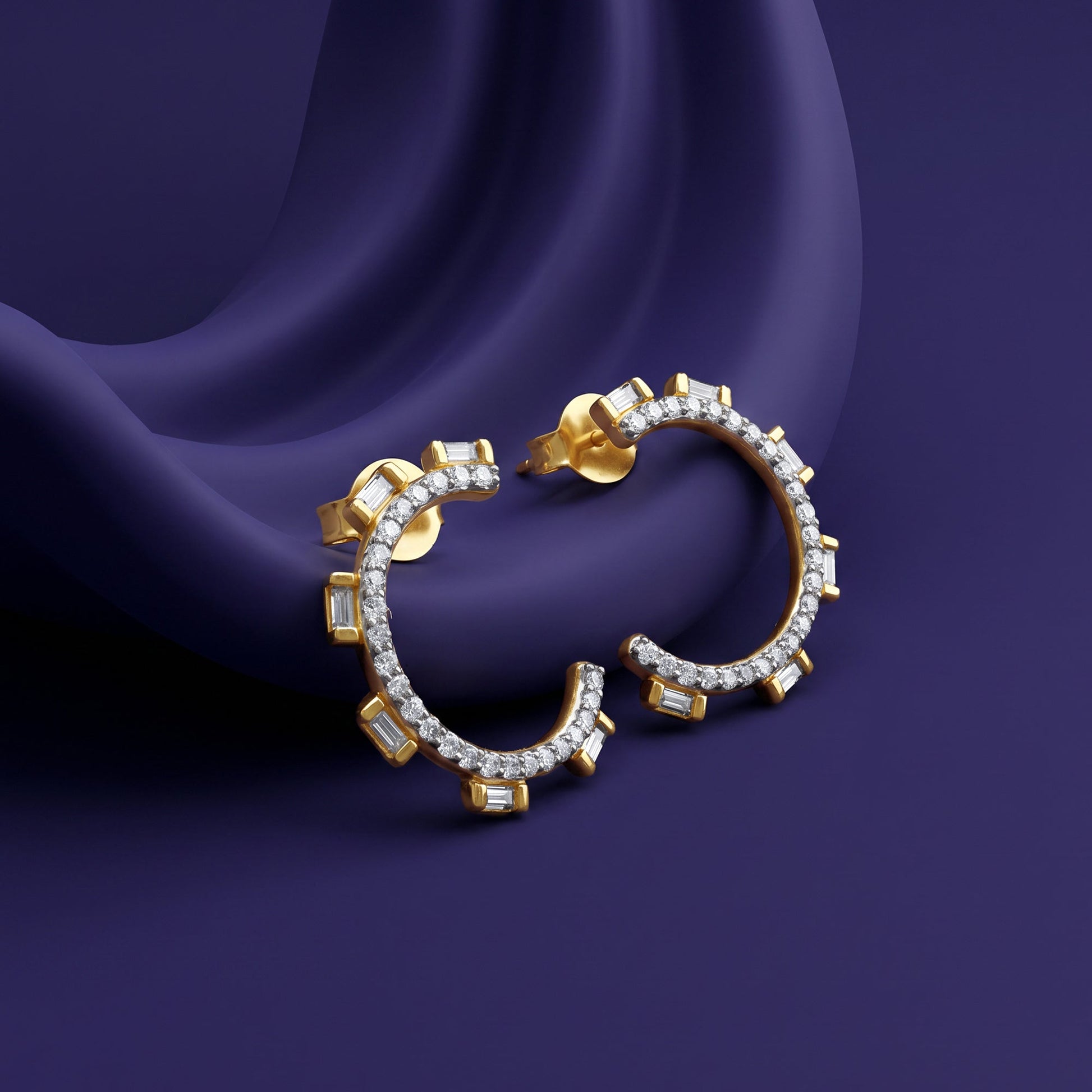 Gold Crystal Orbit Lab Grown Diamond Earrings