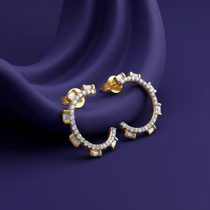Gold Crystal Orbit Lab Grown Diamond Earrings