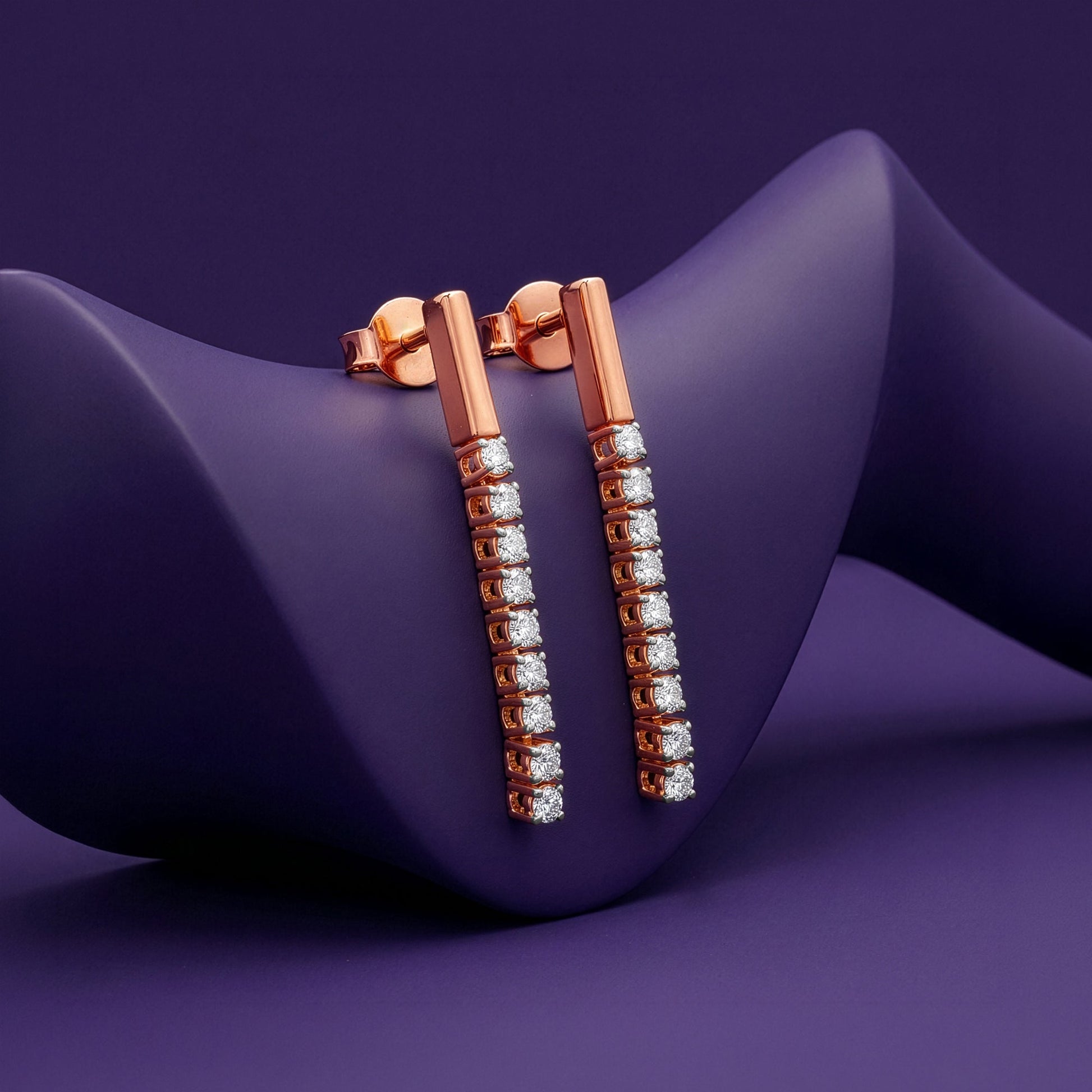 Rose Gold Skyline Drop Lab Grown Diamond Earrings
