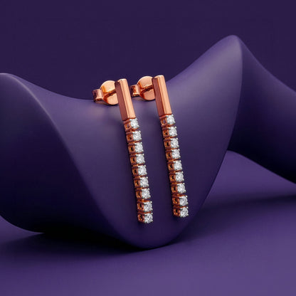Rose Gold Skyline Drop Lab Grown Diamond Earrings