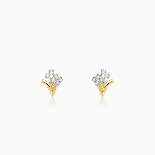 Gold Sprig Diamond Earrings