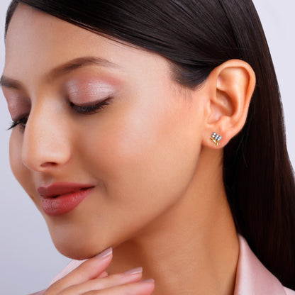 Gold Sprig Diamond Earrings