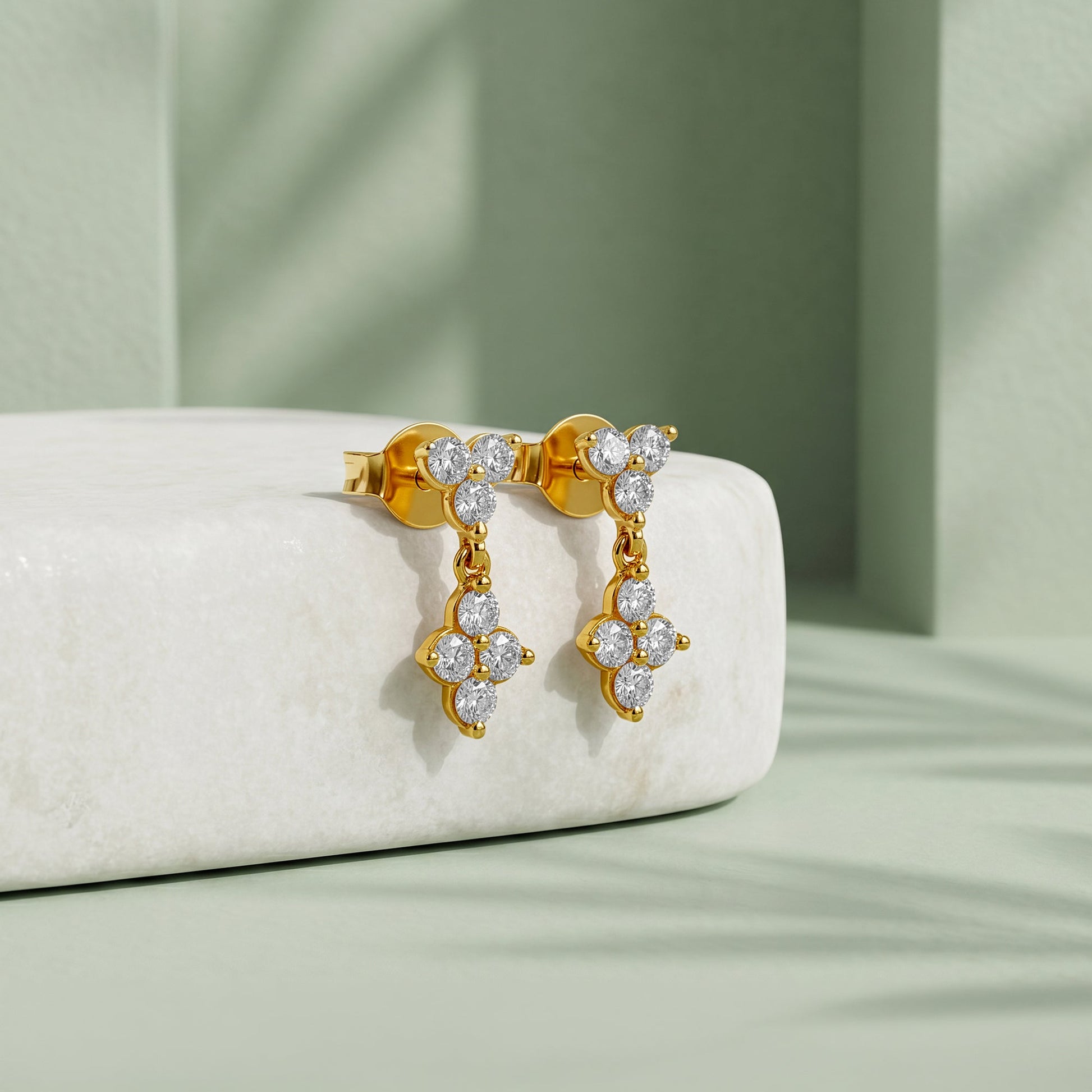 Gold Fleur Dusk Lab Grown Diamond Earrings