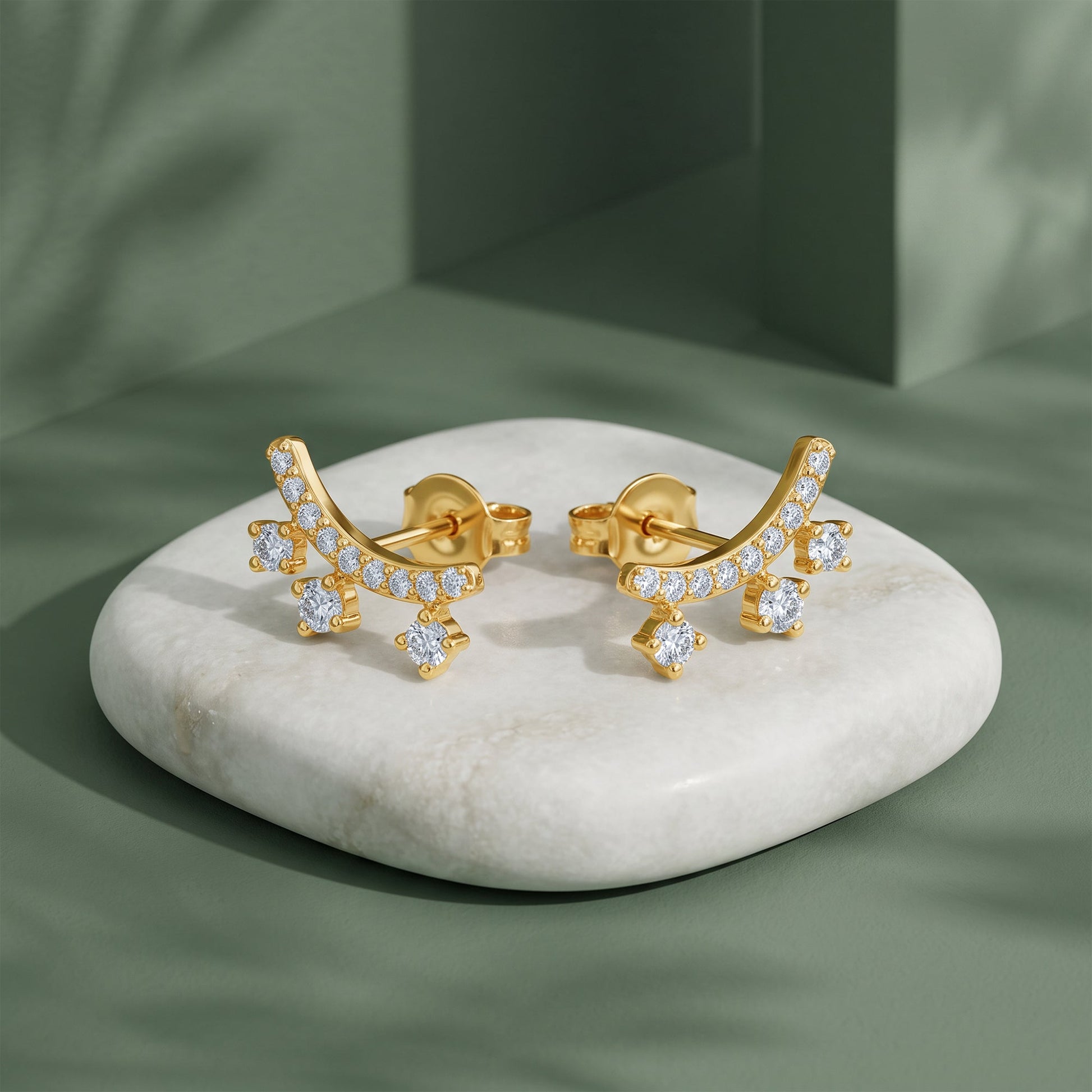 Gold Etoile Arc Lab Grown Diamond Earrings