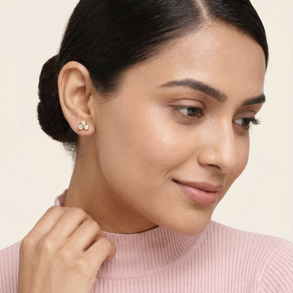 Gold Fleurette Spark Lab Grown Diamond Earrings