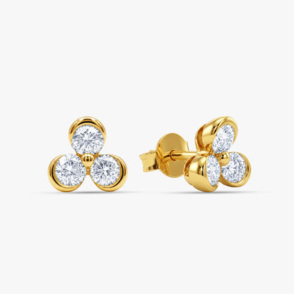 Gold Fleurette Spark Lab Grown Diamond Earrings