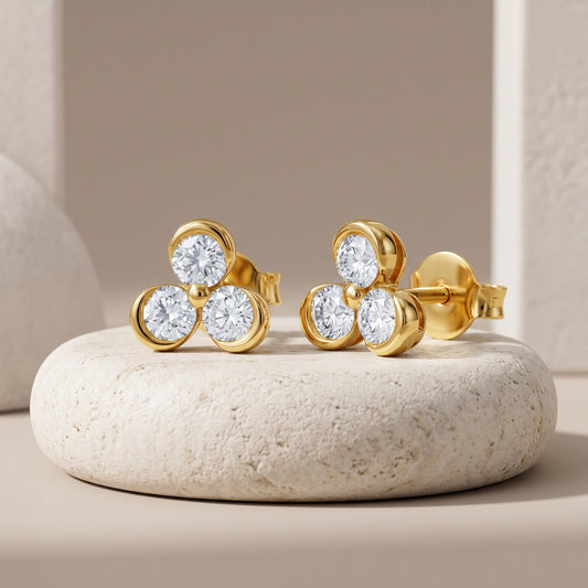 Gold Fleurette Spark Lab Grown Diamond Earrings