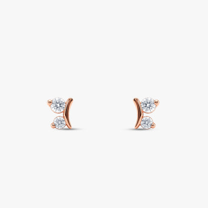 Rose Gold Crescent Whisper Lab Grown Diamond Earrings
