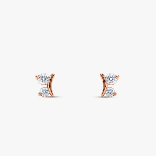 Rose Gold Crescent Whisper Lab Grown Diamond Earrings