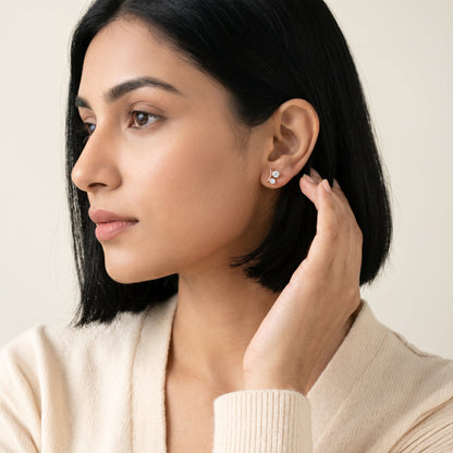 Rose Gold Crescent Whisper Lab Grown Diamond Earrings