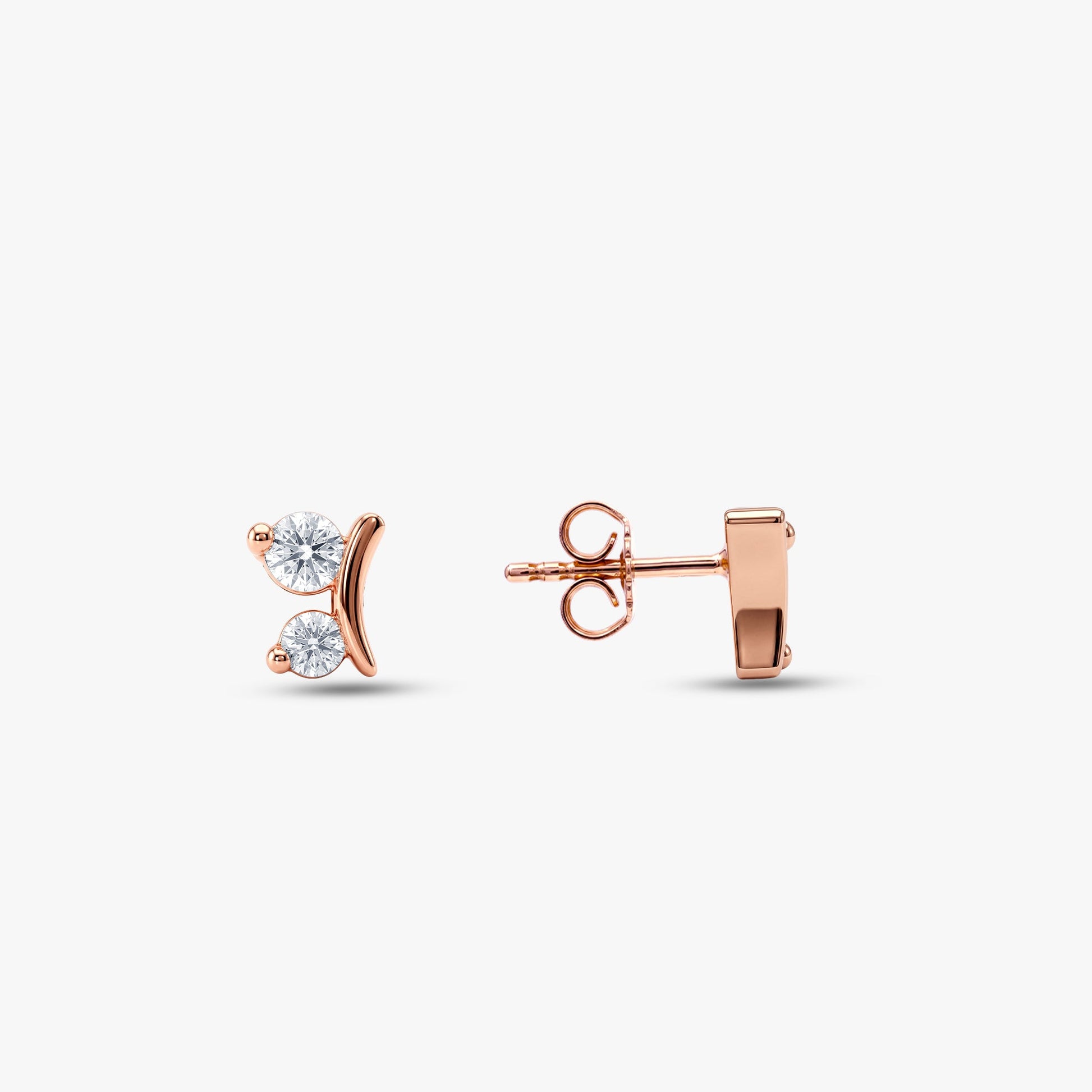Rose Gold Crescent Whisper Lab Grown Diamond Earrings