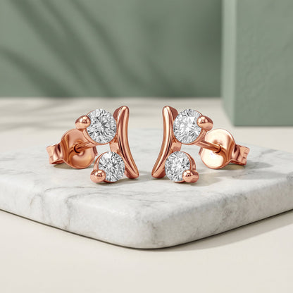 Rose Gold Crescent Whisper Lab Grown Diamond Earrings