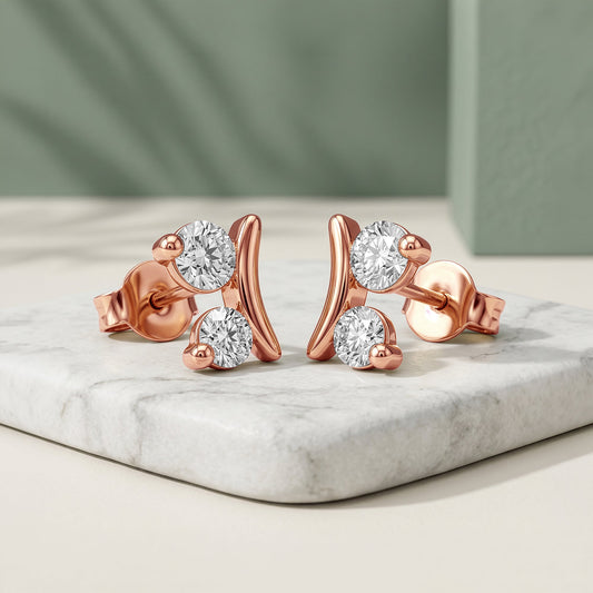 Rose Gold Crescent Whisper Lab Grown Diamond Earrings