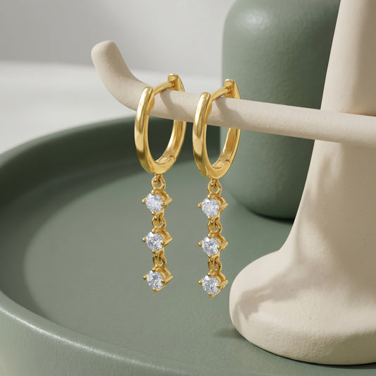Gold Cascade Lumiere Lab Grown Diamond Hoop Earrings