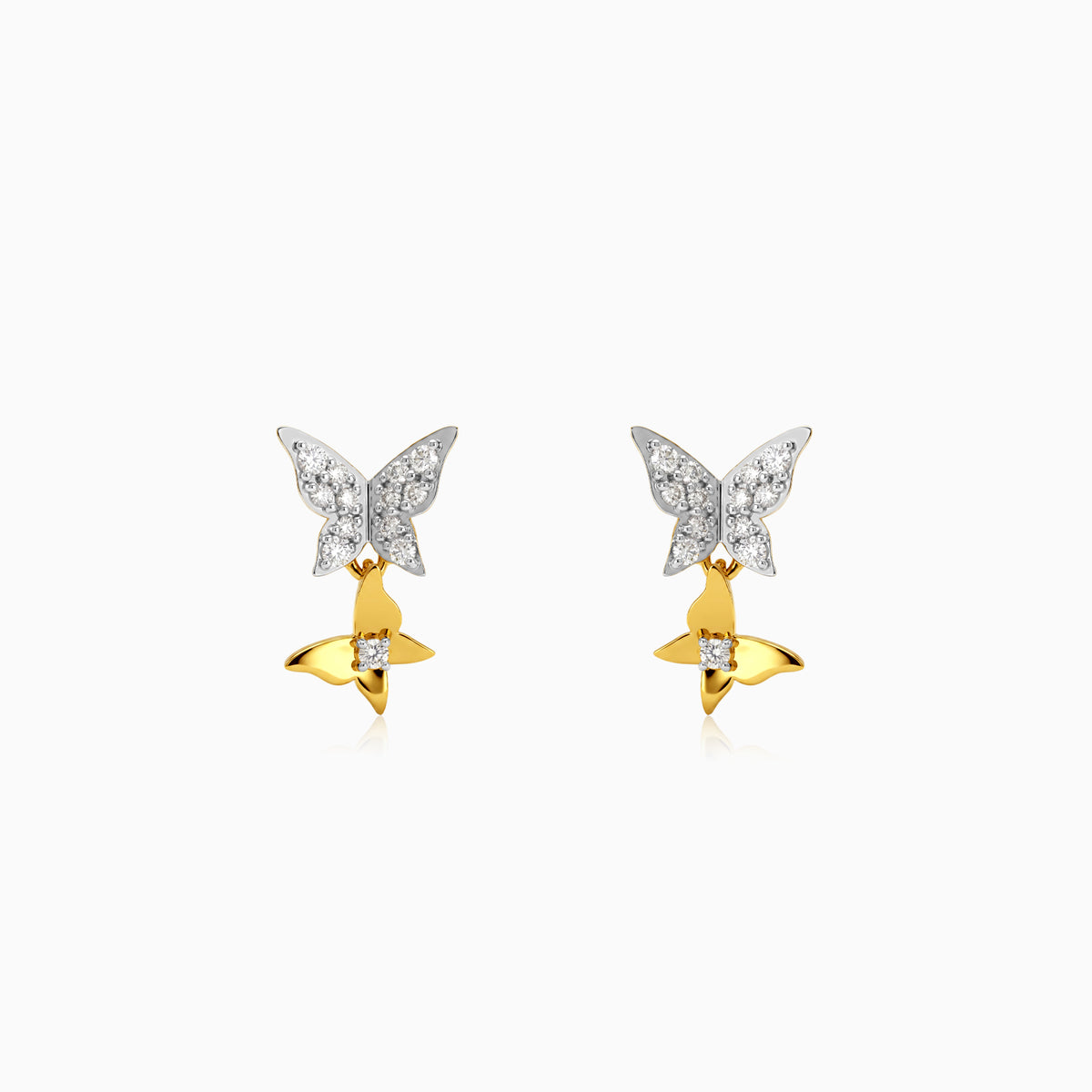 Gold Sparkling Butterfly Lab Grown Diamond Earrings