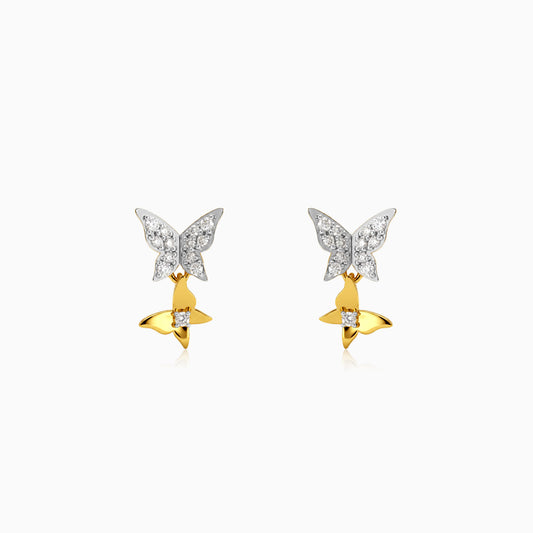 Gold Sparkling Butterfly Lab Grown Diamond Earrings
