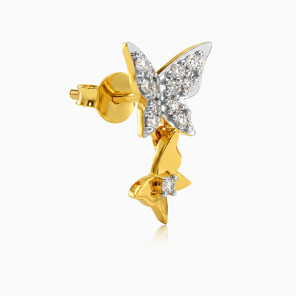 Gold Sparkling Butterfly Lab Grown Diamond Earrings