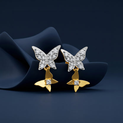 Gold Sparkling Butterfly Lab Grown Diamond Earrings