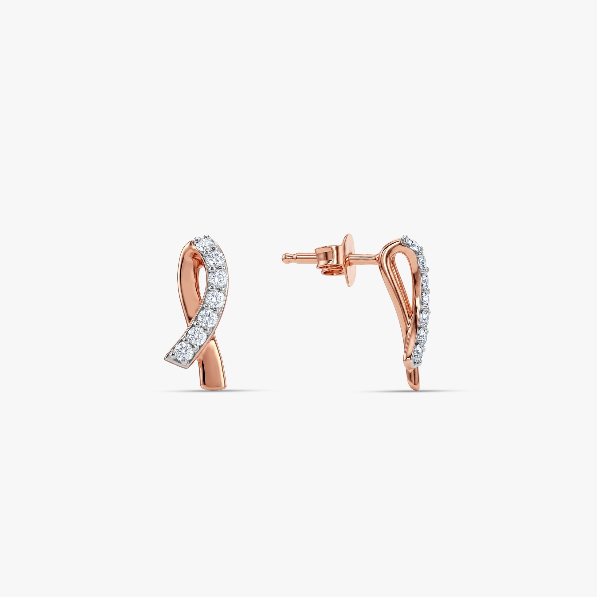 Rose Gold Ruban Lumiere Lab Grown Diamond Earrings