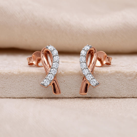 Rose Gold Ruban Lumiere Lab Grown Diamond Earrings