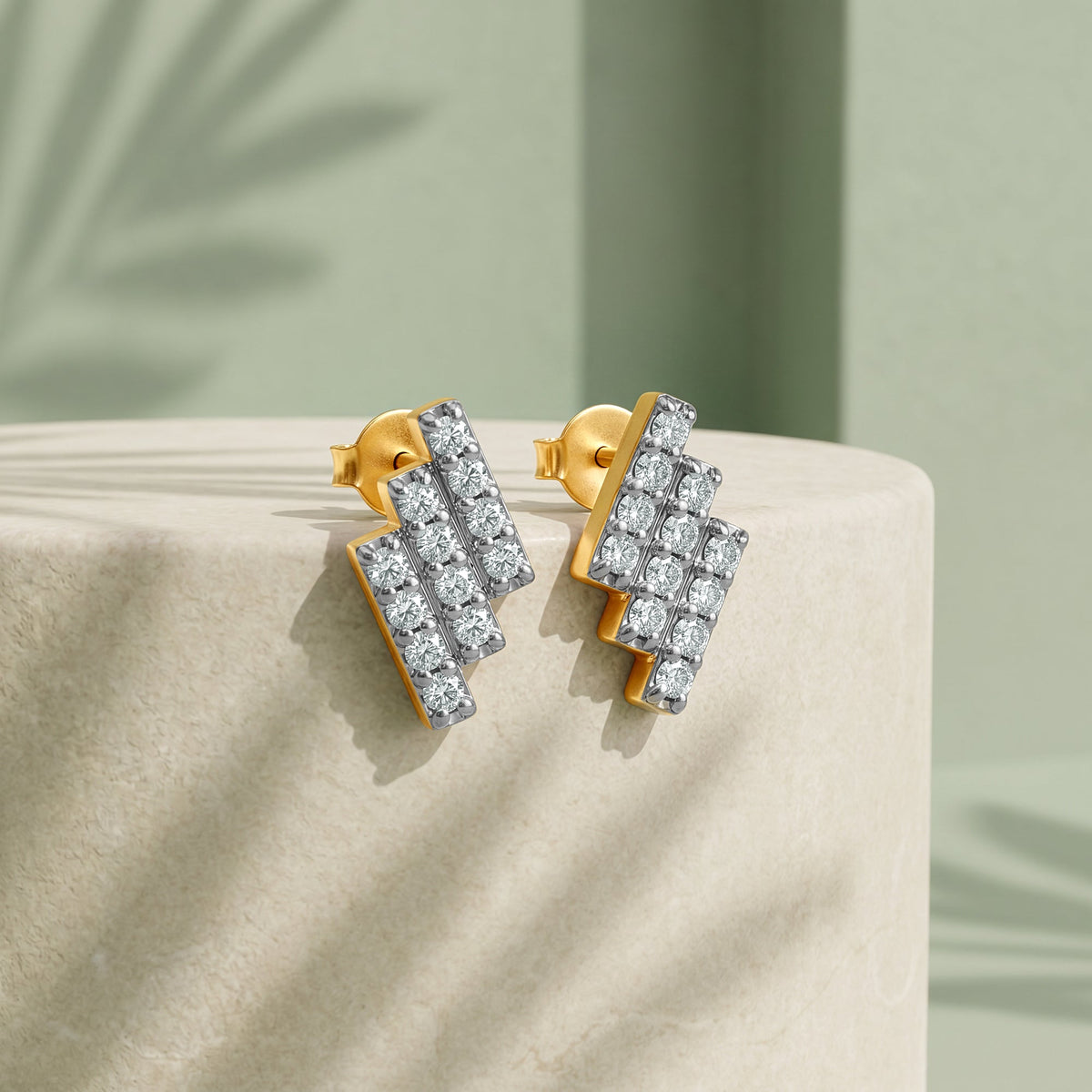 Gold Lumiere Steps Lab Grown Diamond Earrings