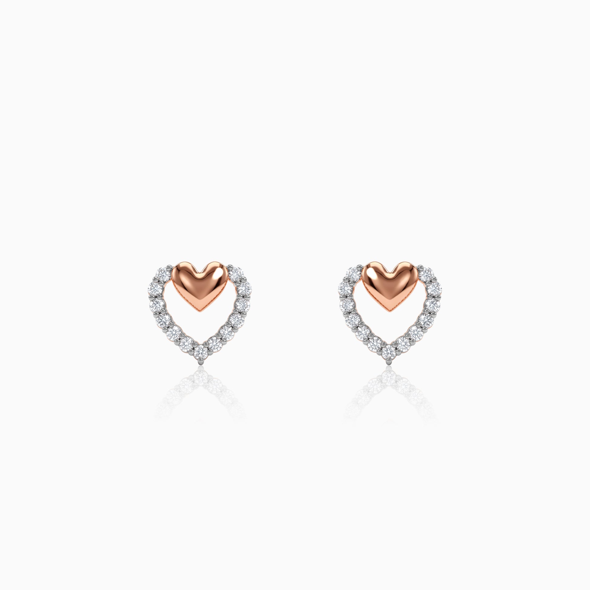 Rose Gold Twinkling Heart Lab Grown Diamond Studs