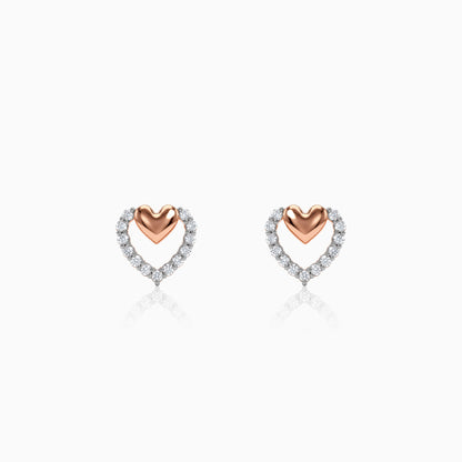 Rose Gold Twinkling Heart Lab Grown Diamond Studs