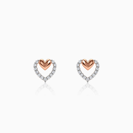 Rose Gold Twinkling Heart Lab Grown Diamond Studs