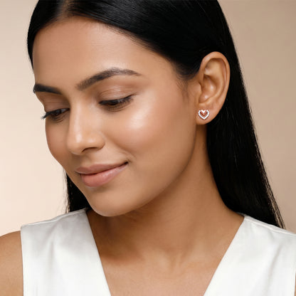 Rose Gold Twinkling Heart Lab Grown Diamond Studs