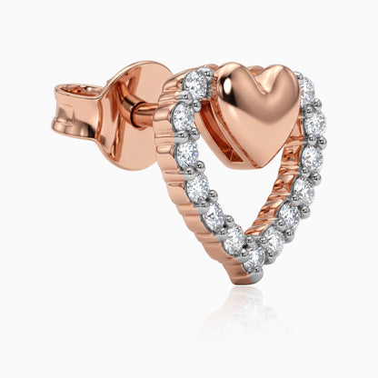 Rose Gold Twinkling Heart Lab Grown Diamond Studs