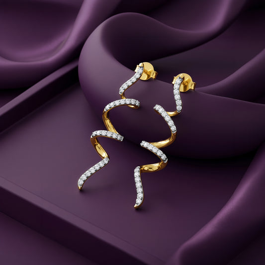 Gold Solstice Swirl Lab Grown Diamond Earrings