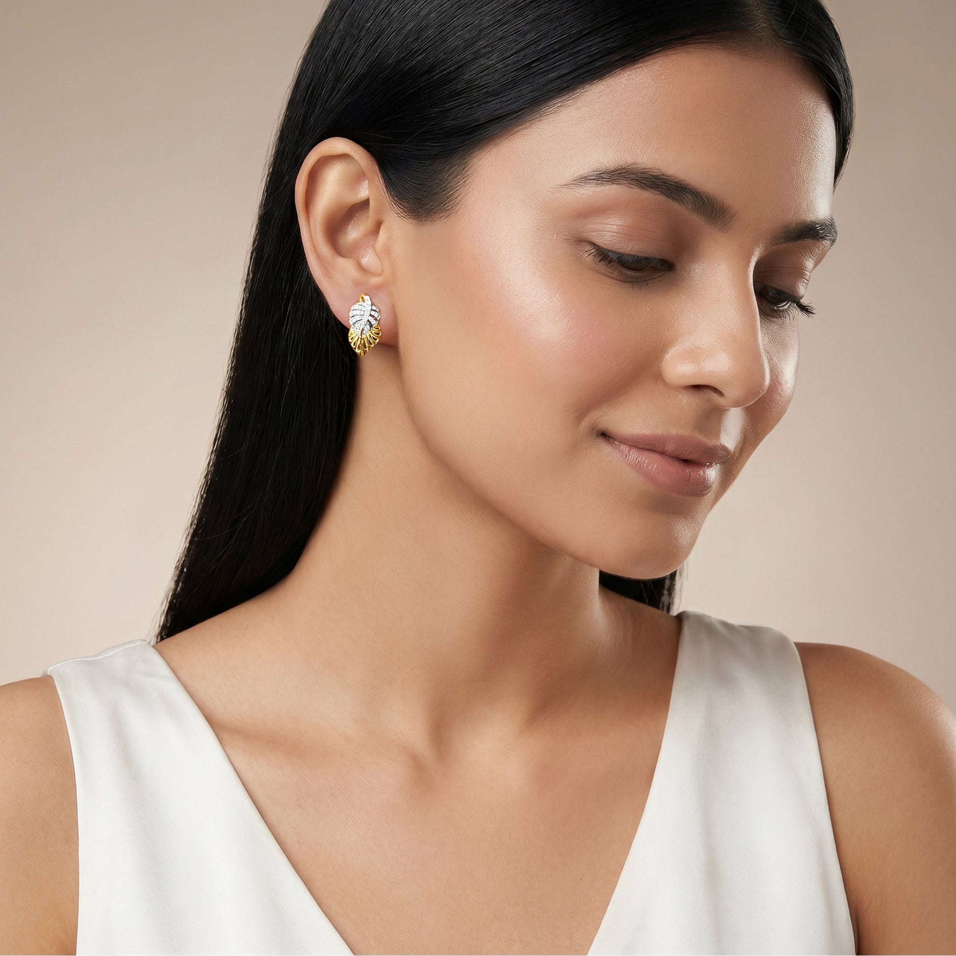 Gold Royal Bloom Lab Grown Diamond Earrings