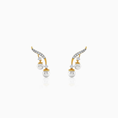 Gold Laurel Aura Lab Grown Diamond Climber Earrings