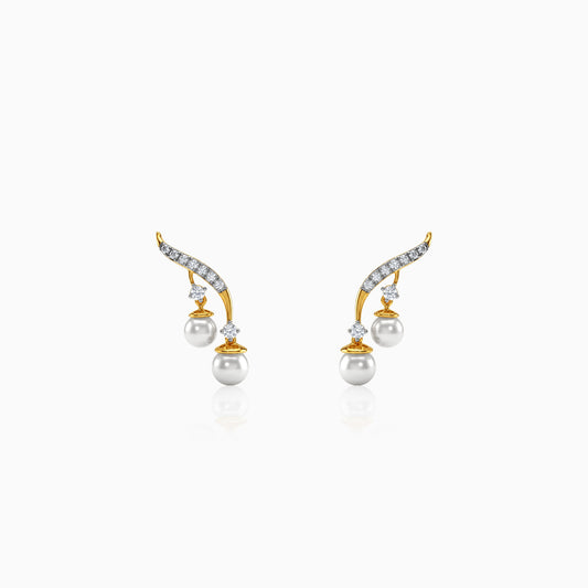 Gold Laurel Aura Lab Grown Diamond Climber Earrings