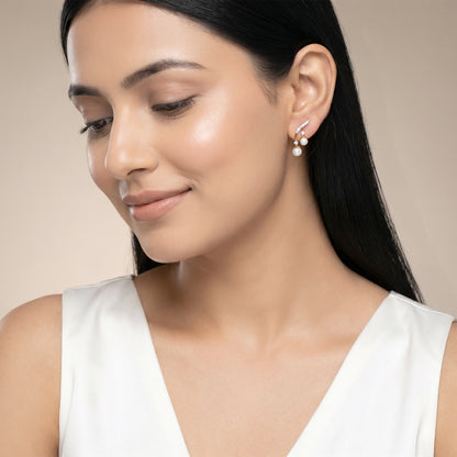 Gold Laurel Aura Lab Grown Diamond Climber Earrings