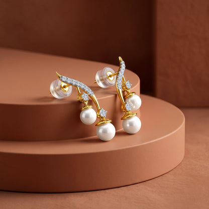Gold Laurel Aura Lab Grown Diamond Climber Earrings