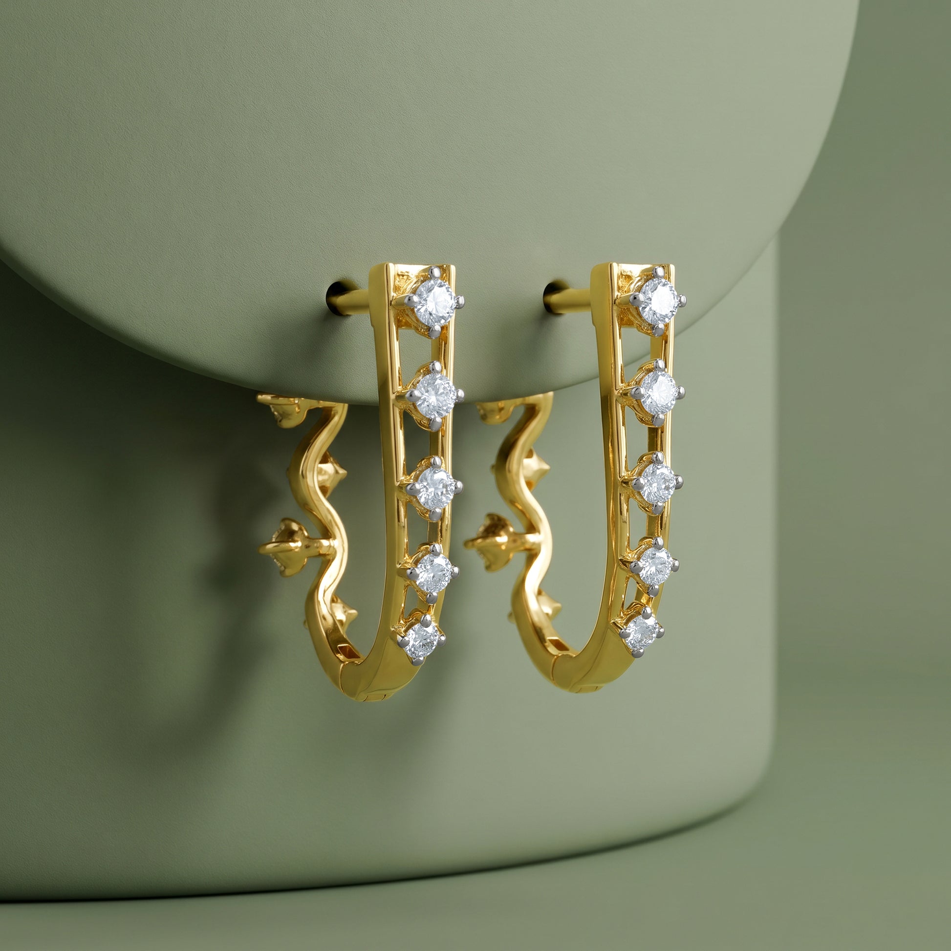 Gold Linear Cascade Lab Grown Diamond Earrings