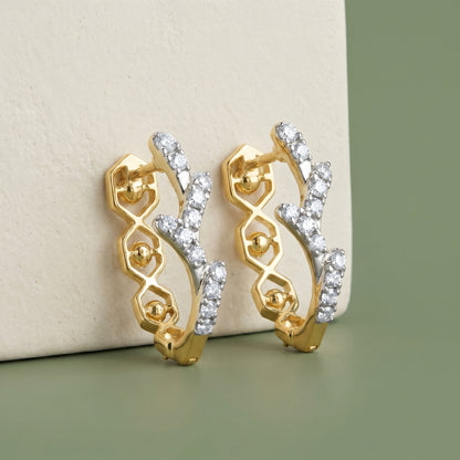 Gold Spiral Luster Lab Grown Diamond Earrings