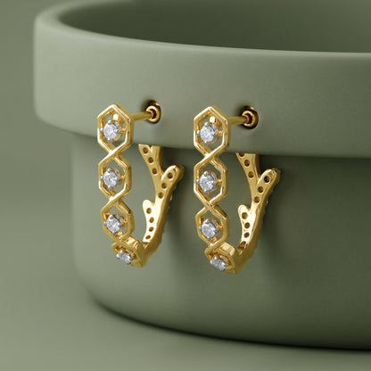 Gold Spiral Luster Lab Grown Diamond Earrings